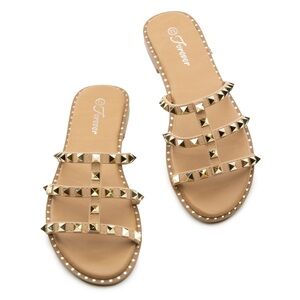 Gold Spiked Sandals - Size 6.5